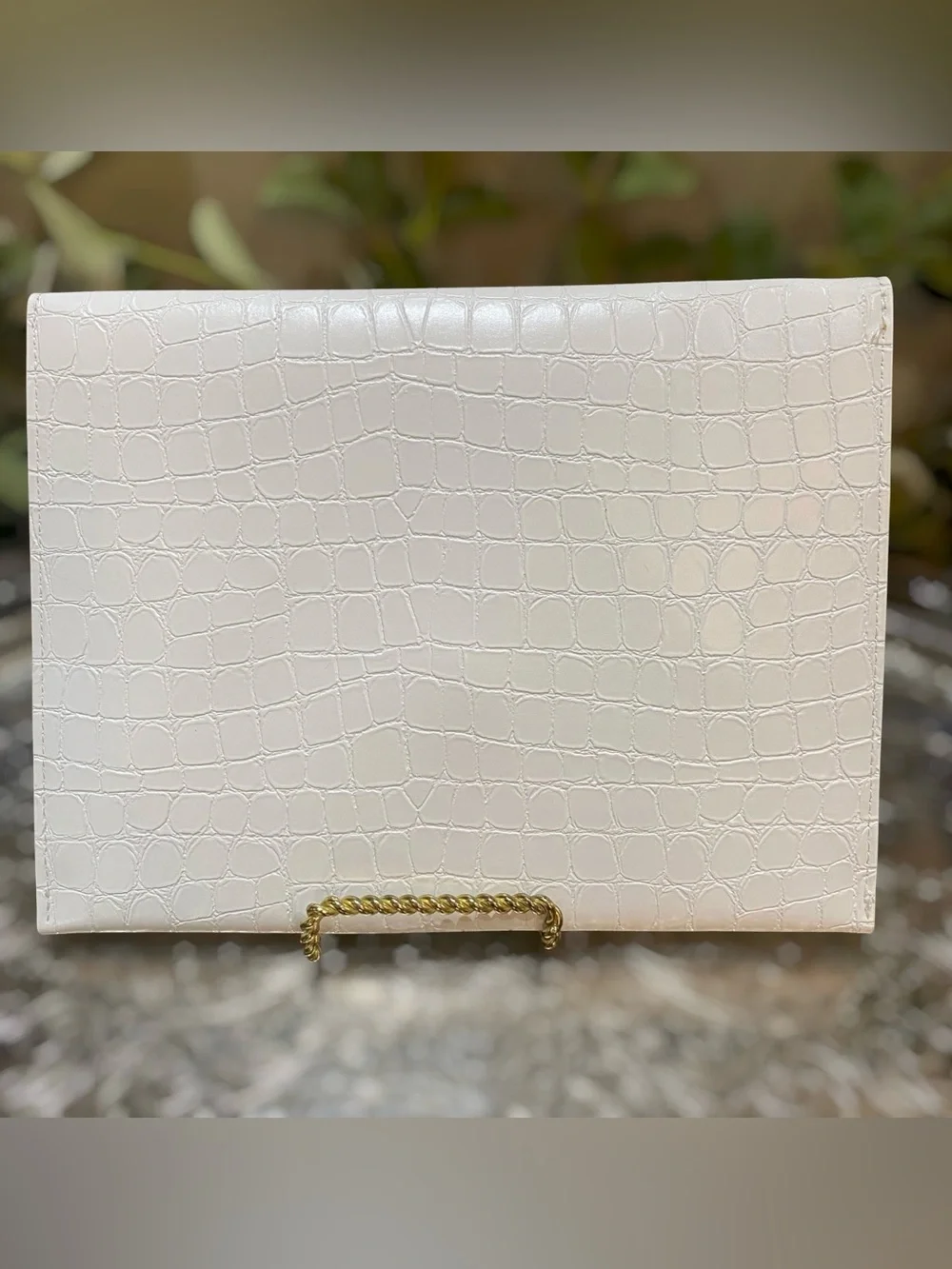 Ralph Lauren White Envelope Clutch Crocodile Faux Leather Purse Bag - Picture 4 of 5